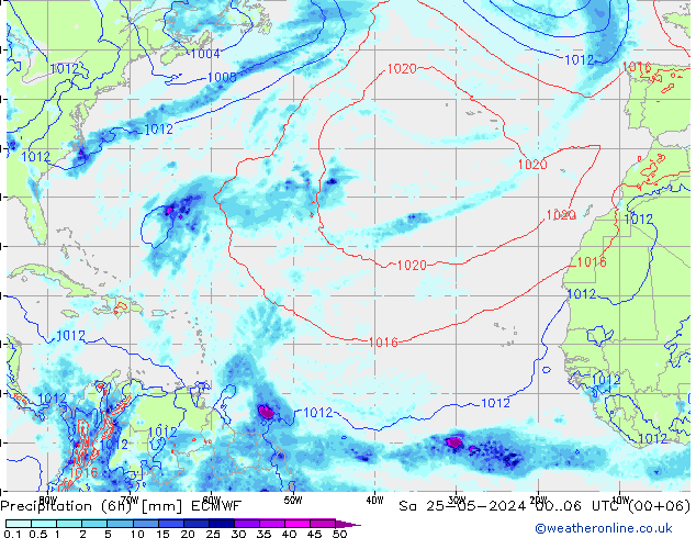 Z500/Rain (+SLP)/Z850 ECMWF Sa 25.05.2024 06 UTC