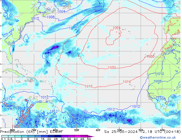 Z500/Rain (+SLP)/Z850 ECMWF sab 25.05.2024 18 UTC