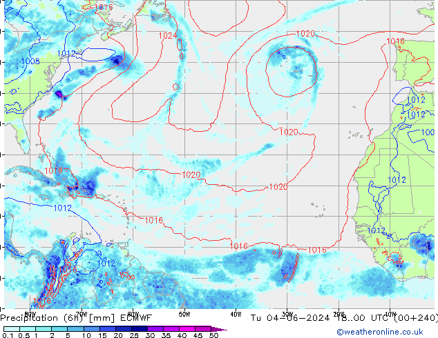 Z500/Regen(+SLP)/Z850 ECMWF di 04.06.2024 00 UTC