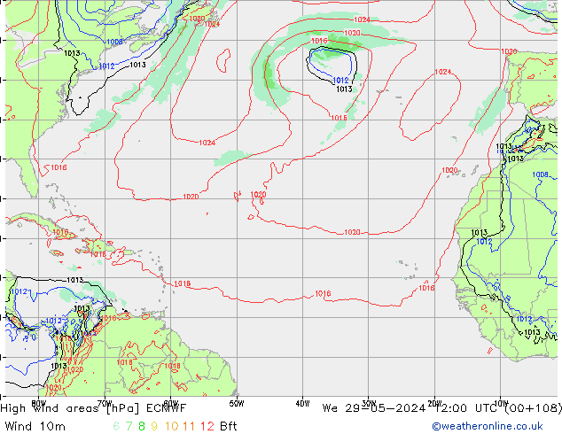 High wind areas ECMWF  29.05.2024 12 UTC