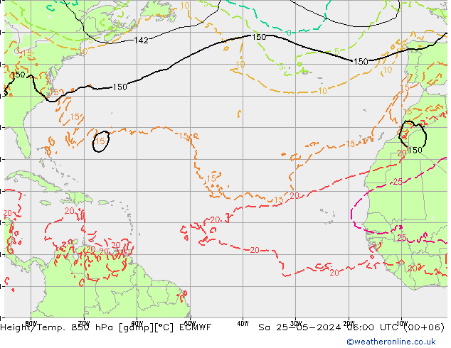 Z500/Rain (+SLP)/Z850 ECMWF Sáb 25.05.2024 06 UTC