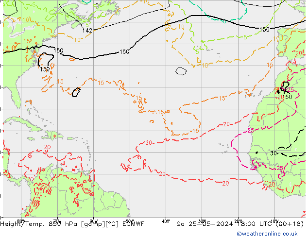 Z500/Rain (+SLP)/Z850 ECMWF sab 25.05.2024 18 UTC