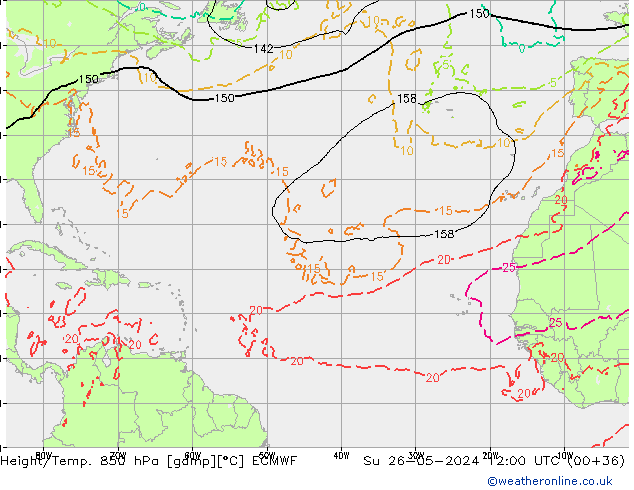 Z500/Rain (+SLP)/Z850 ECMWF dom 26.05.2024 12 UTC