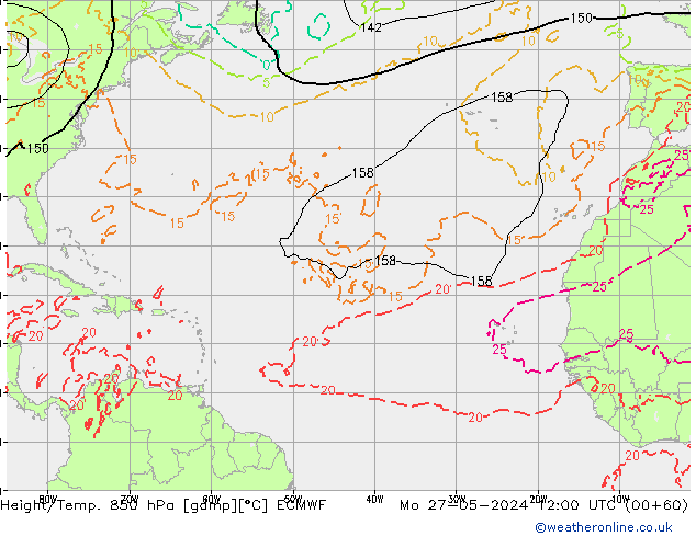 Z500/Rain (+SLP)/Z850 ECMWF lun 27.05.2024 12 UTC