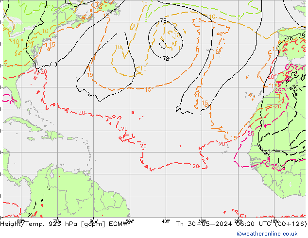 Height/Temp. 925 hPa ECMWF gio 30.05.2024 06 UTC