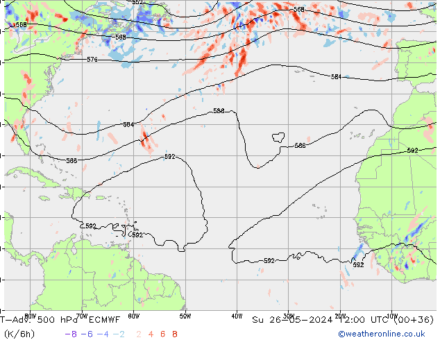 T-Adv. 500 hPa ECMWF nie. 26.05.2024 12 UTC