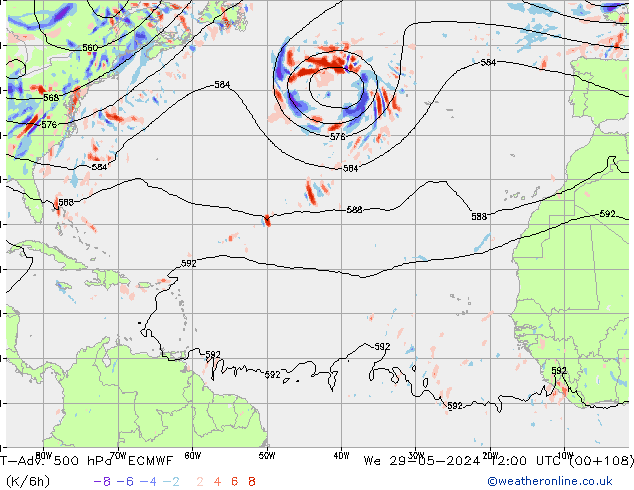 T-Adv. 500 hPa ECMWF We 29.05.2024 12 UTC