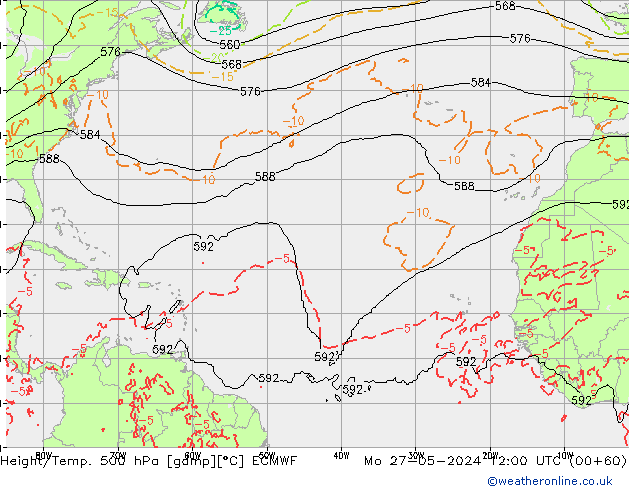 Z500/Rain (+SLP)/Z850 ECMWF lun 27.05.2024 12 UTC