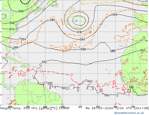 Z500/Rain (+SLP)/Z850 ECMWF St 29.05.2024 12 UTC