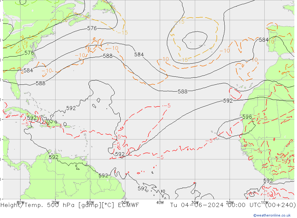 Z500/Regen(+SLP)/Z850 ECMWF di 04.06.2024 00 UTC