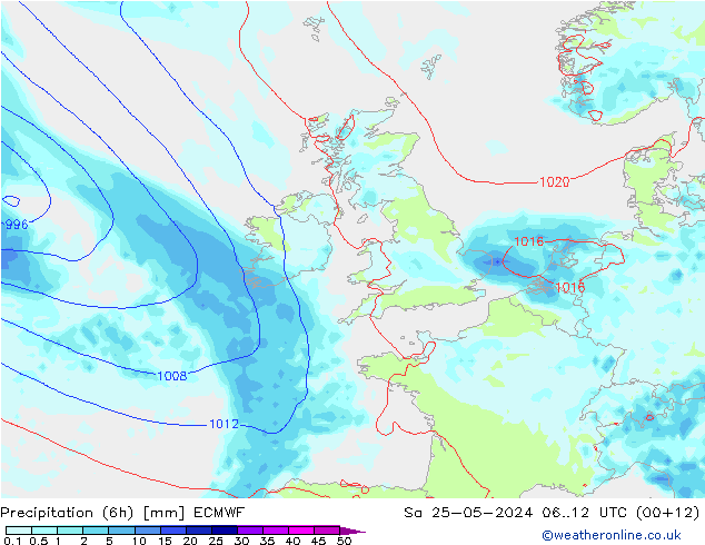 Z500/Rain (+SLP)/Z850 ECMWF Sáb 25.05.2024 12 UTC