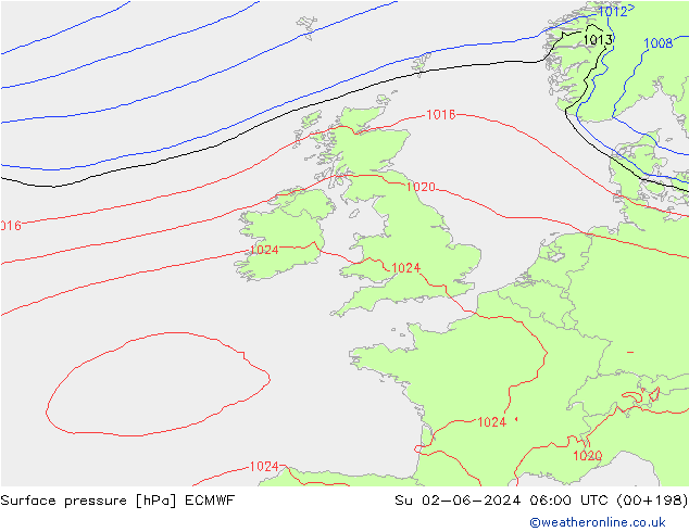 Bodendruck ECMWF So 02.06.2024 06 UTC