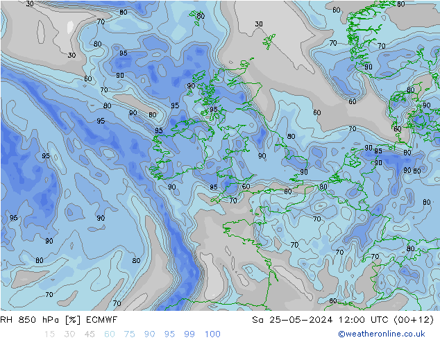 RH 850 hPa ECMWF  25.05.2024 12 UTC