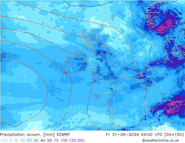 Toplam Yağış ECMWF Cu 31.05.2024 06 UTC