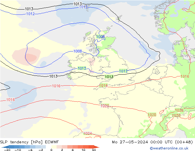 Tendencia de presión ECMWF lun 27.05.2024 00 UTC