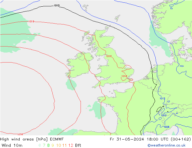 High wind areas ECMWF пт 31.05.2024 18 UTC