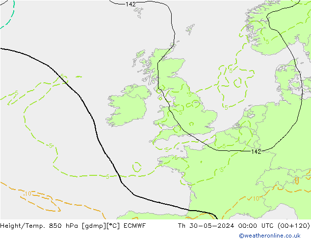 Z500/Rain (+SLP)/Z850 ECMWF Qui 30.05.2024 00 UTC