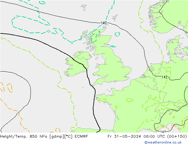 Height/Temp. 850 hPa ECMWF Fr 31.05.2024 06 UTC