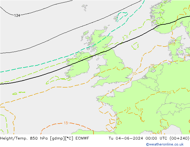 Height/Temp. 850 hPa ECMWF mar 04.06.2024 00 UTC