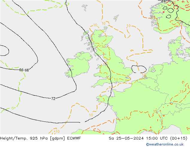 Geop./Temp. 925 hPa ECMWF sáb 25.05.2024 15 UTC