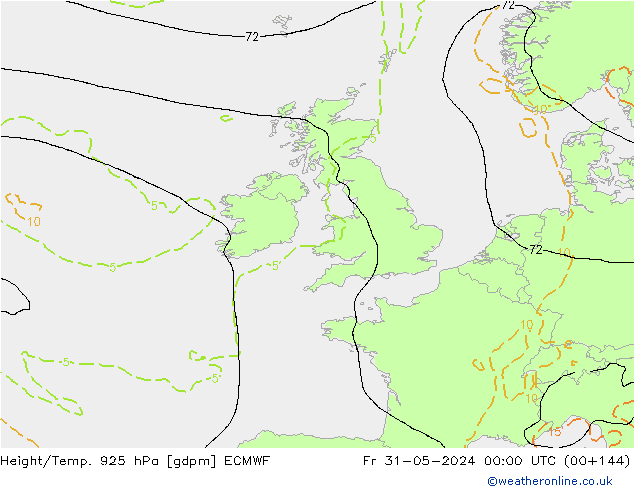 Height/Temp. 925 hPa ECMWF Sex 31.05.2024 00 UTC