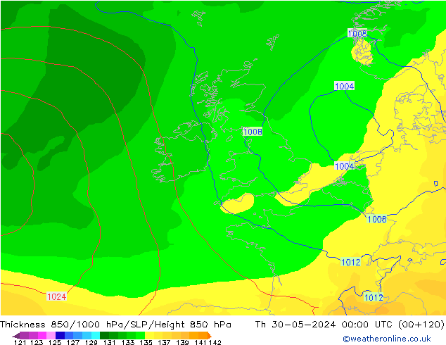 850-1000 hPa Kalınlığı ECMWF Per 30.05.2024 00 UTC