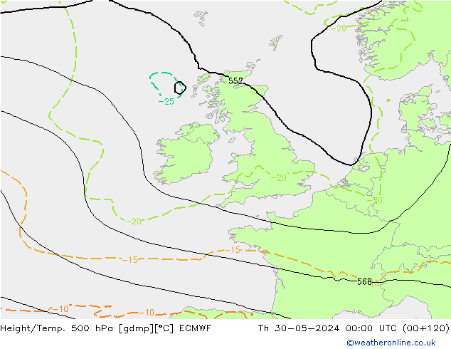 Z500/Rain (+SLP)/Z850 ECMWF Qui 30.05.2024 00 UTC