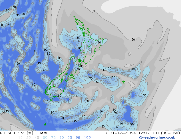 RH 300 гПа ECMWF пт 31.05.2024 12 UTC