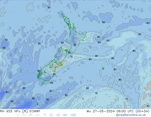 RH 925 hPa ECMWF Mo 27.05.2024 06 UTC