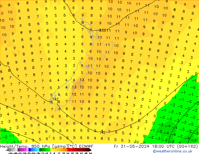 Yükseklik/Sıc. 850 hPa ECMWF Cu 31.05.2024 18 UTC