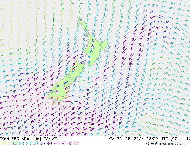 Wind 850 hPa ECMWF We 29.05.2024 18 UTC