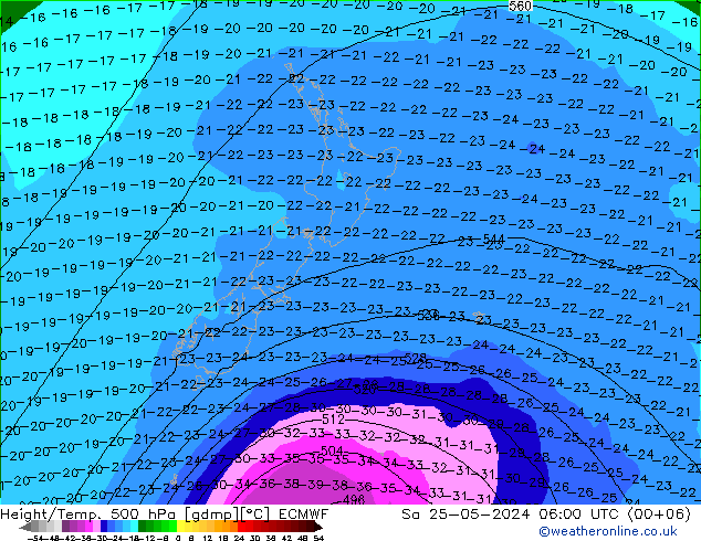 Z500/Rain (+SLP)/Z850 ECMWF So 25.05.2024 06 UTC