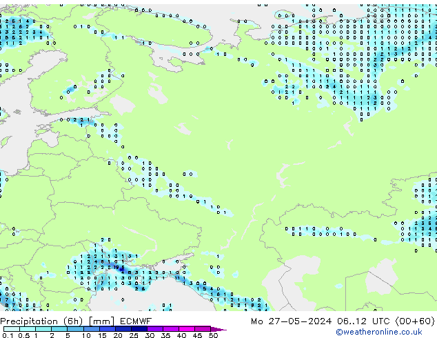 Z500/Rain (+SLP)/Z850 ECMWF Mo 27.05.2024 12 UTC