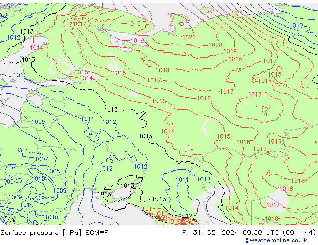 Pressione al suolo ECMWF ven 31.05.2024 00 UTC