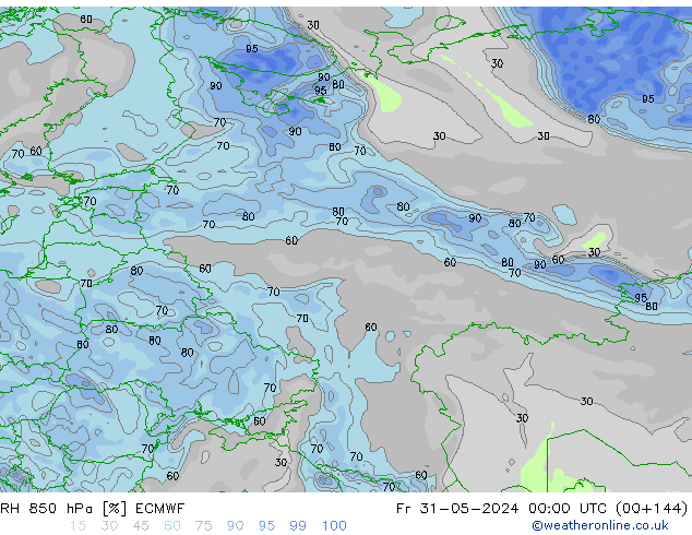 RV 850 hPa ECMWF vr 31.05.2024 00 UTC