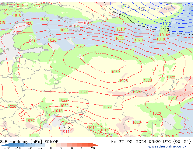 Tendenza di Pressione ECMWF lun 27.05.2024 06 UTC