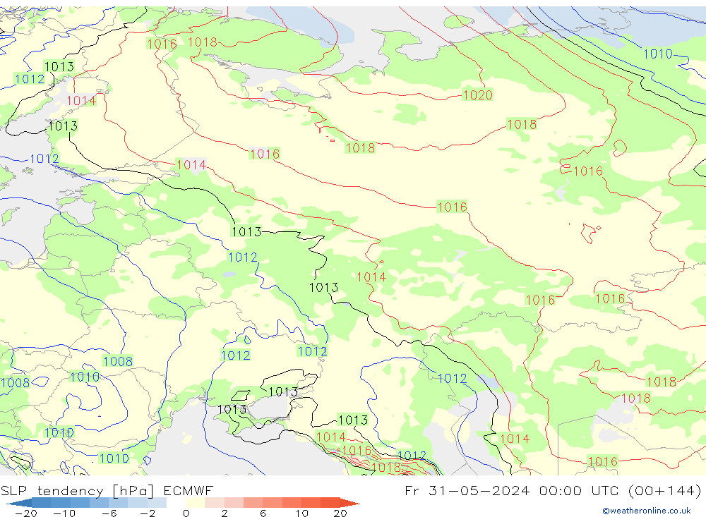 SLP tendency ECMWF Pá 31.05.2024 00 UTC