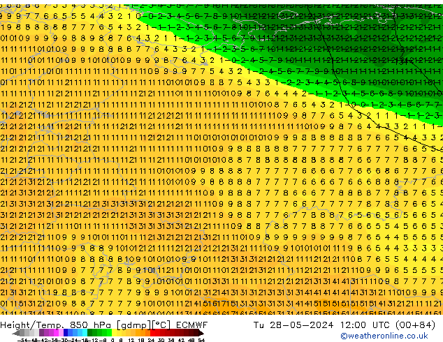 Z500/Rain (+SLP)/Z850 ECMWF Tu 28.05.2024 12 UTC