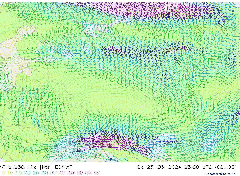 Wind 950 hPa ECMWF Sa 25.05.2024 03 UTC