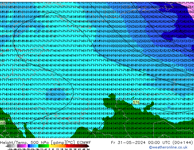 Z500/Rain (+SLP)/Z850 ECMWF Fr 31.05.2024 00 UTC