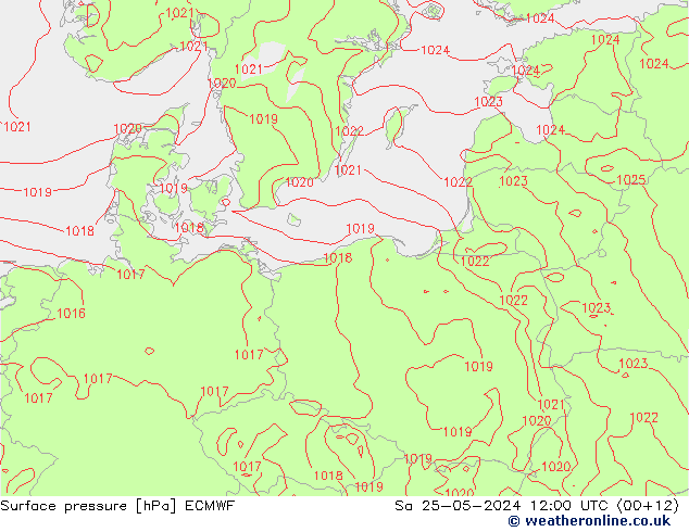 Atmosférický tlak ECMWF So 25.05.2024 12 UTC