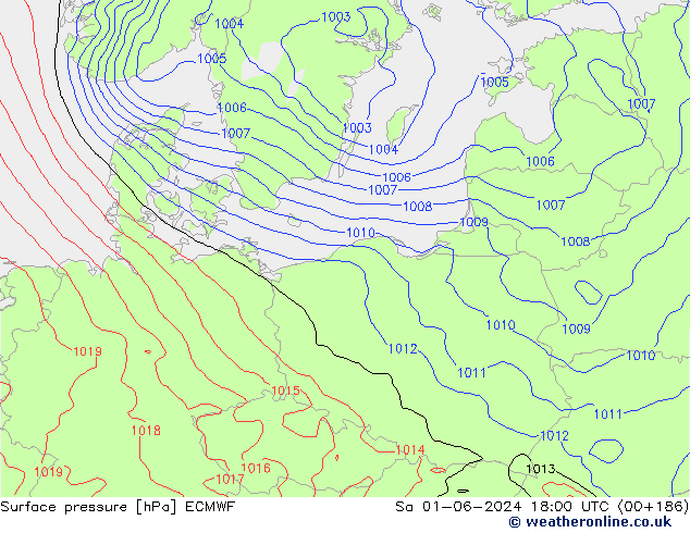 Luchtdruk (Grond) ECMWF za 01.06.2024 18 UTC