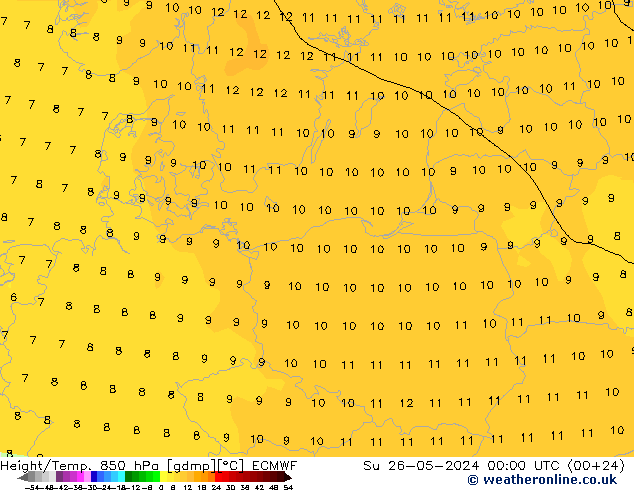 Z500/Rain (+SLP)/Z850 ECMWF nie. 26.05.2024 00 UTC