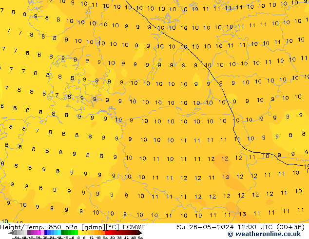 Z500/Rain (+SLP)/Z850 ECMWF Ne 26.05.2024 12 UTC