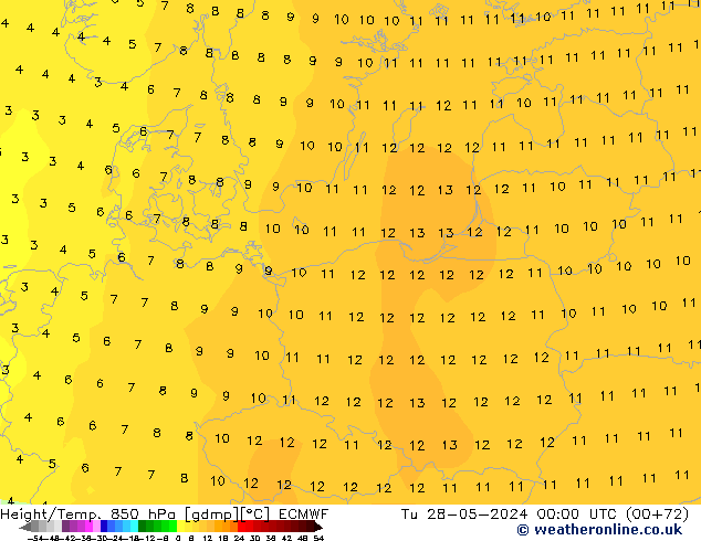 Z500/Yağmur (+YB)/Z850 ECMWF Sa 28.05.2024 00 UTC