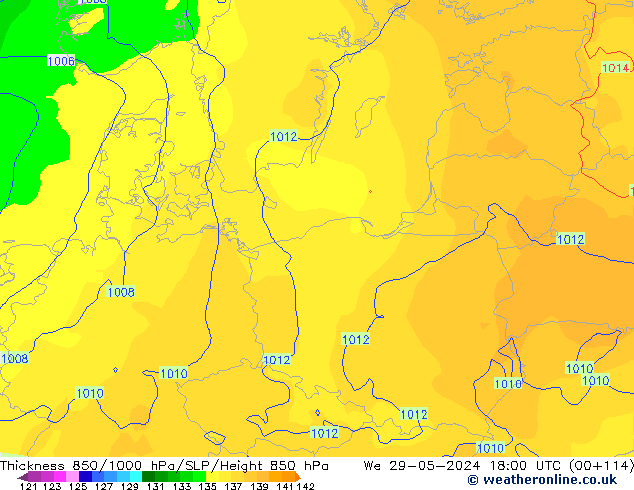 850-1000 hPa Kalınlığı ECMWF Çar 29.05.2024 18 UTC