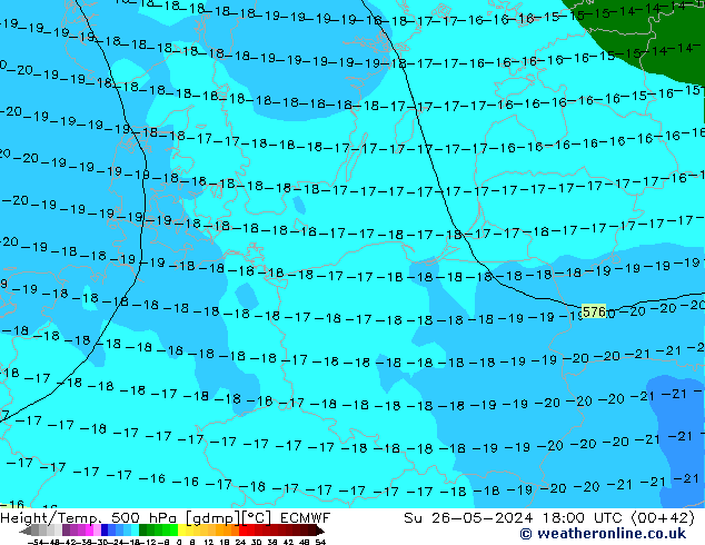 Z500/Rain (+SLP)/Z850 ECMWF Вс 26.05.2024 18 UTC