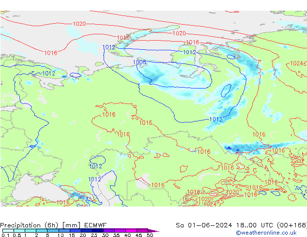 осадки (6h) ECMWF сб 01.06.2024 00 UTC