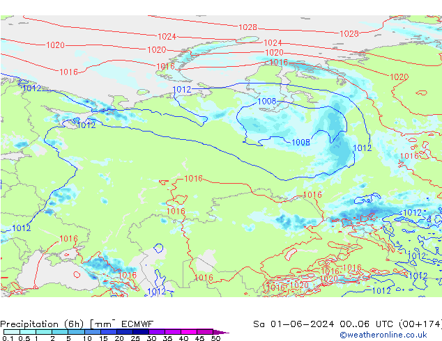 Z500/Rain (+SLP)/Z850 ECMWF Sa 01.06.2024 06 UTC