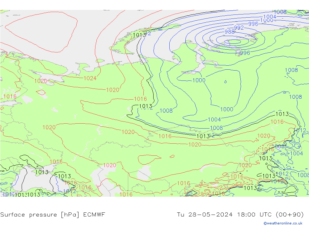 Yer basıncı ECMWF Sa 28.05.2024 18 UTC